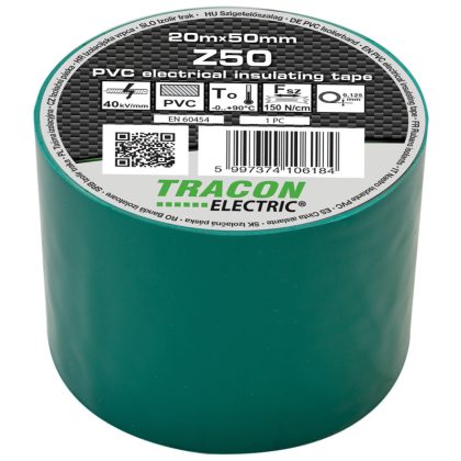   TRACON Z50 Szigetelőszalag, zöld 20m×50mm, PVC, 0-90°C, 40kV/mm