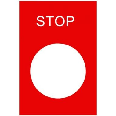 SCHNEIDER ZB2BY2304 Felirati címke 30x40mm, "Stop", piros alapon fehér betűk