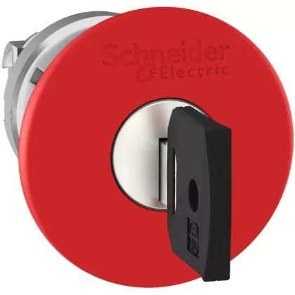 SCHNEIDER ZB4BS94410 Kulcsos Vészgombfej, átm:40mm, piros