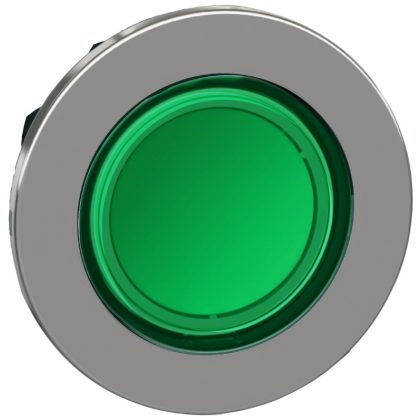   SCHNEIDER ZB4FH033 Harmony panelbe süllyesztett fém világító nyomógomb fej, Ø30, zöld, nyomó-nyomó