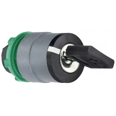 SCHNEIDER ZB5AG05C0 Harmony műanyag választókapcsoló fej, Ø22, 455 kulcsos, bal és középső poz. kivehető, jobbról vissz., 3 állású,szürke p.