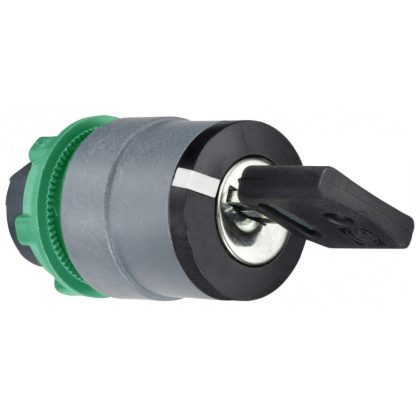   SCHNEIDER ZB5AG7C0 Harmony műanyag választókapcsoló fej, Ø22, 455 kulcsos, középső poz. kivehető, középre visszatérő, 3 állású, szürke p.