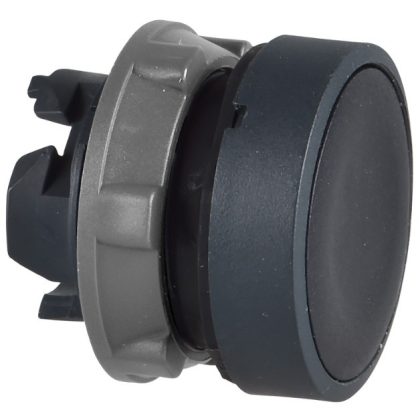 SCHNEIDER ZB5AH02C0 Harmony műanyag nyomógomb fej, Ø22, nyomó-nyomó, fekete, szürke perem