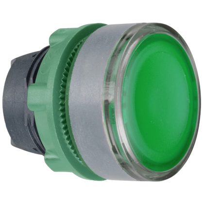   SCHNEIDER ZB5AH033C0 Harmony műanyag világító nyomógomb fej, Ø22, nyomó-nyomó, zöld, szürke perem