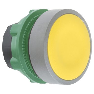 SCHNEIDER ZB5AH05C0 Harmony műanyag nyomógomb fej, Ø22, nyomó-nyomó, sárga, szürke perem