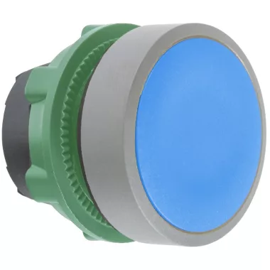 SCHNEIDER ZB5AH06C0 Harmony műanyag nyomógomb fej, Ø22, nyomó-nyomó, kék, szürke perem