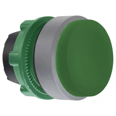 SCHNEIDER ZB5AH3C0 Harmony műanyag nyomógomb fej, Ø22, nyomó-nyomó, kiemelkedő, zöld, szürke perem