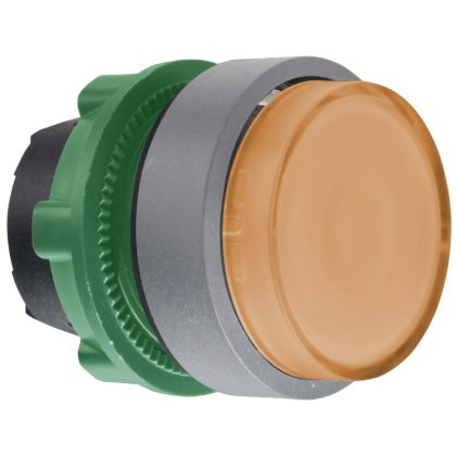   SCHNEIDER ZB5AH53C0 Harmony műanyag világító nyomógomb fej, Ø22, nyomó-nyomó, kiemelkedő, narancssárga, szürke perem