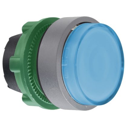 SCHNEIDER ZB5AH63C0 Harmony műanyag világító nyomógomb fej, Ø22, nyomó-nyomó, kiemelkedő, kék, szürke perem