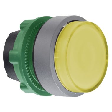 SCHNEIDER ZB5AH83C0 Harmony műanyag világító nyomógomb fej, Ø22, nyomó-nyomó, kiemelkedő, sárga, szürke perem