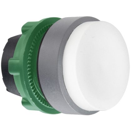   SCHNEIDER ZB5AL1C0 Harmony műanyag nyomógomb fej, Ø22, kiemelkedő, fehér, visszatérő, szürke perem