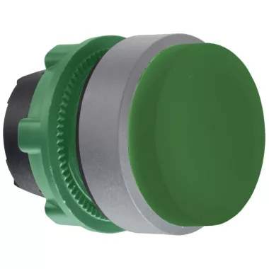 SCHNEIDER ZB5AL3C0 Harmony műanyag nyomógomb fej, Ø22, kiemelkedő, zöld, visszatérő, szürke perem
