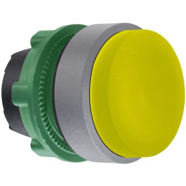 SCHNEIDER ZB5AL5C0 Harmony műanyag nyomógomb fej, Ø22, kiemelkedő, sárga, visszatérő, szürke perem