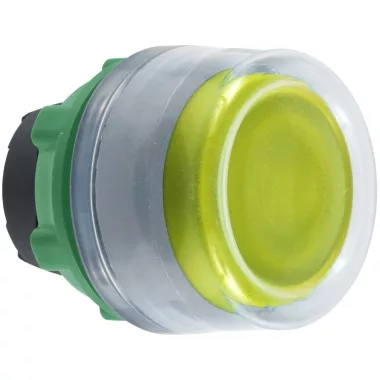 SCHNEIDER ZB5APA5C0 Harmony műanyag nyomógomb fej, Ø22, visszatérő, gumisapkás, sárga, szürke perem