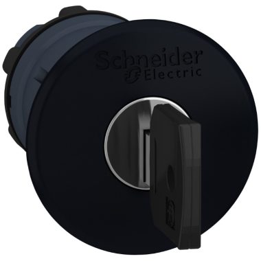 SCHNEIDER ZB5AS12K Harmony műanyag nyomógomb fej, Ø22, visszatérő, Ø40 gombafejű, 4 multi-chip kulccsal kioldó, fekete