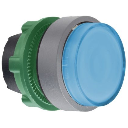SCHNEIDER ZB5AW163C0 Harmony műanyag világító nyomógomb fej, Ø22, visszatérő, LED-es, kiemelkedő, kék, szürke perem