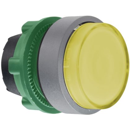   SCHNEIDER ZB5AW183C0 Harmony műanyag világító nyomógomb fej, Ø22, visszatérő, LED-es, kiemelkedő, sárga, szürke perem