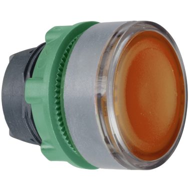 SCHNEIDER ZB5AW353C0 Harmony műanyag világító nyomógomb fej, Ø22, visszatérő, beépített LED-hez, narancssárga, szürke perem