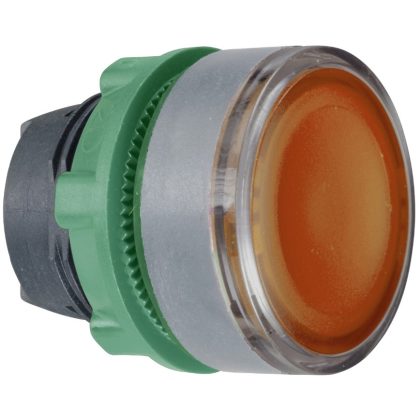   SCHNEIDER ZB5AW353C0 Harmony műanyag világító nyomógomb fej, Ø22, visszatérő, beépített LED-hez, narancssárga, szürke perem