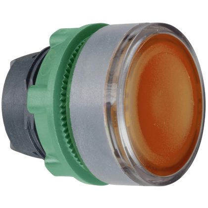   SCHNEIDER ZB5AW353C0 Harmony műanyag világító nyomógomb fej, Ø22, visszatérő, beépített LED-hez, narancssárga, szürke perem