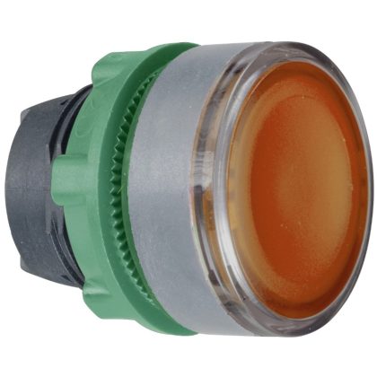   SCHNEIDER ZB5AW353SC0 Harmony műanyag világító nyomógomb fej, Ø22, visszatérő, beépített LED-hez, hornyolt lencsével, narancssárga, szürke p.