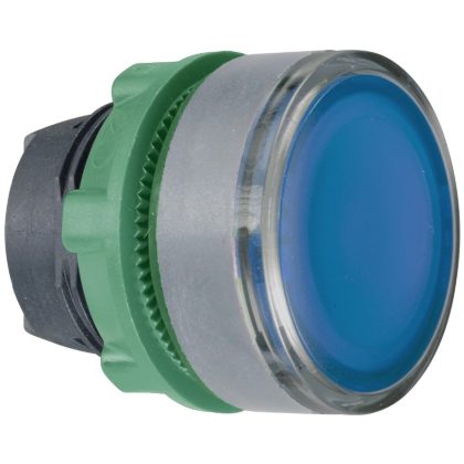   SCHNEIDER ZB5AW363C0 Harmony műanyag világító nyomógomb fej, Ø22, visszatérő, beépített LED-hez, kék, szürke perem