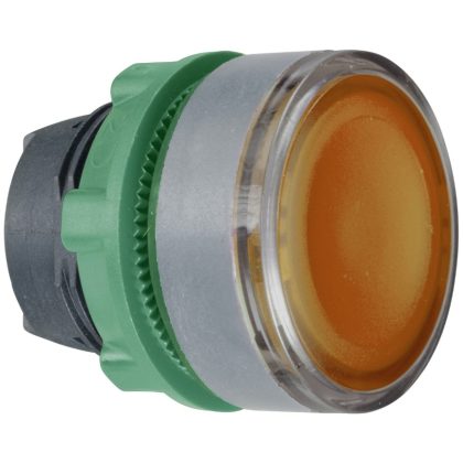   SCHNEIDER ZB5AW383C0 Harmony műanyag világító nyomógomb fej, Ø22, visszatérő, beépített LED-hez, sárga, szürke perem