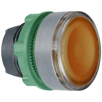   SCHNEIDER ZB5AW383SC0 Harmony műanyag világító nyomógomb fej, Ø22, visszatérő, beépített LED-hez, hornyolt lencsével, sárga, szürke perem