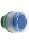 SCHNEIDER ZB5AW563C0 Harmony műanyag világító nyomógomb fej, Ø22, visszatérő, védősapkás, beépített LED-hez, kék, szürke perem