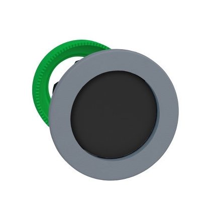 SCHNEIDER ZB5FA26C0 Harmony panelbe süllyesztett műanyag nyomógomb fej, Ø30, visszatérő, mélyítet, fekete, szürke perem