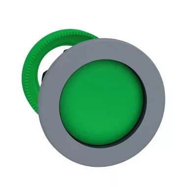 SCHNEIDER ZB5FA36C0 Harmony panelbe süllyesztett műanyag nyomógomb fej, Ø30, visszatérő, mélyítet, zöld, szürke perem