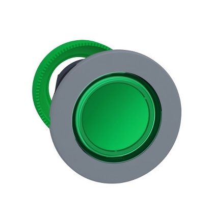   SCHNEIDER ZB5FA38C0 Harmony panelbe süllyesztett műanyag nyomógomb fej, Ø30, visszatérő, címkézhető tetővel, zöld, szürke perem