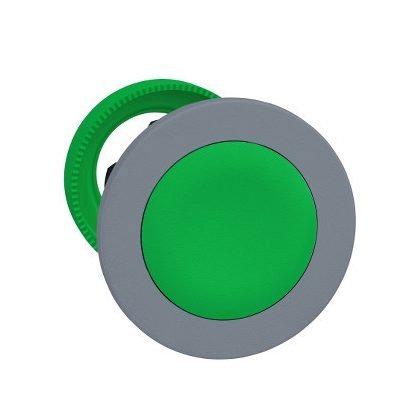 SCHNEIDER ZB5FA3C0 Harmony panelbe süllyesztett műanyag nyomógomb fej, Ø30, visszatérő, zöld, szürke perem