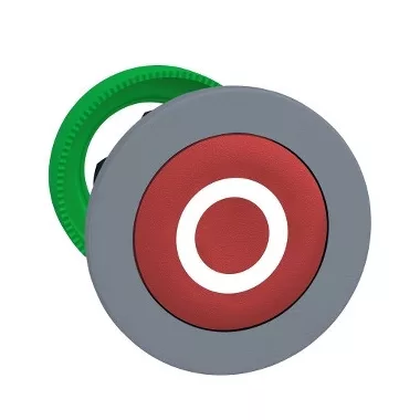 SCHNEIDER ZB5FA432C0 Harmony panelbe süllyesztett műanyag nyomógomb fej, Ø30, piros, "O", szürke perem