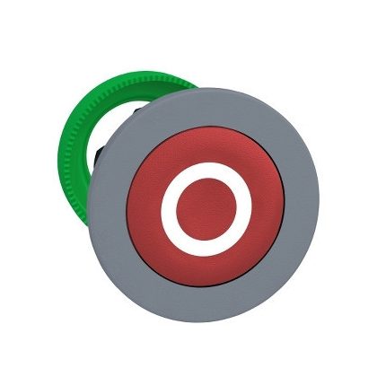   SCHNEIDER ZB5FA432C0 Harmony panelbe süllyesztett műanyag nyomógomb fej, Ø30, piros, "O", szürke perem