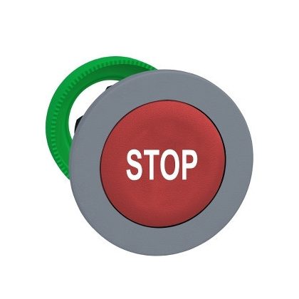   SCHNEIDER ZB5FA434C0 Harmony panelbe süllyesztett műanyag nyomógomb fej, Ø30, piros, "STOP", szürke perem