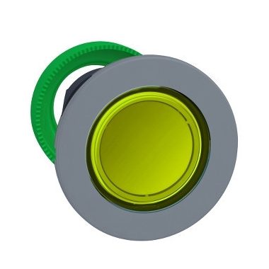 SCHNEIDER ZB5FA58C0 Harmony panelbe süllyesztett műanyag nyomógomb fej, Ø30, visszatérő, címkézhető tetővel, sárga, szürke perem