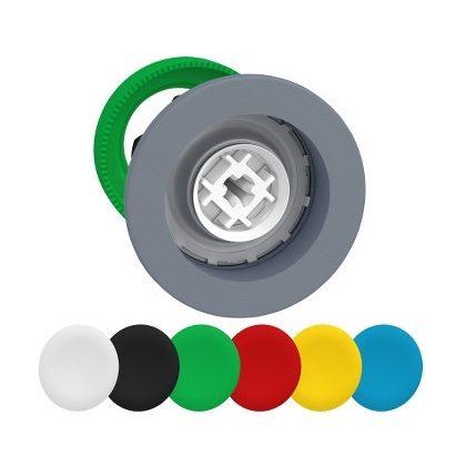 SCHNEIDER ZB5FA9C0 Harmony panelbe süllyesztett műanyag nyomógomb fej, Ø30, visszatérő, 6 eltérű színű tető, szürke perem