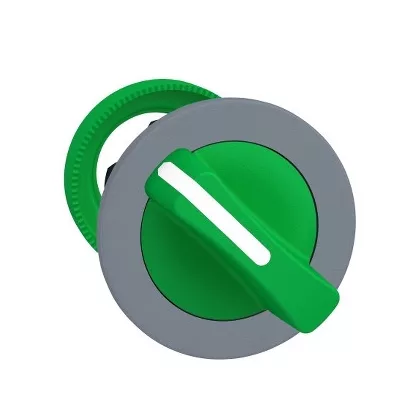 SCHNEIDER ZB5FD203C0 Harmony panelbe süllyesztett műanyag választókapcsoló fej, Ø30, 2 állású, zöld, szürke perem