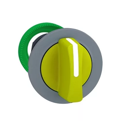 SCHNEIDER ZB5FD805C0 Harmony panelbe süllyesztett műanyag kapcsoló fej, Ø30, 3 állású jobbról középre visszatérő, sárga, szürke perem