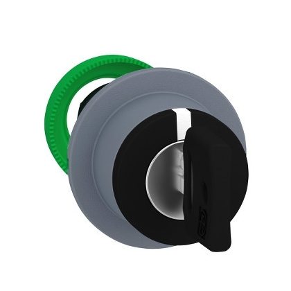 SCHNEIDER ZB5FG0C0 Harmony panelbe süllyesztett műanyag választókapcsoló fej, Ø30, 455 kulcsos, 3 állású, szürke perem