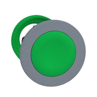 SCHNEIDER ZB5FH03C0 Harmony panelbe süllyesztett műanyag nyomógomb fej, Ø30, zöld, nyomó-nyomó, szürke perem