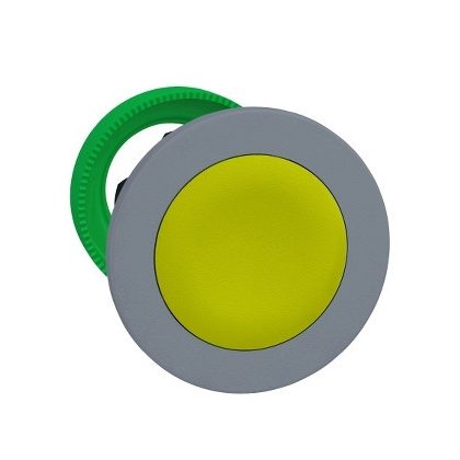 SCHNEIDER ZB5FH05C0 Harmony panelbe süllyesztett műanyag nyomógomb fej, Ø30, sárga, nyomó-nyomó, szürke perem
