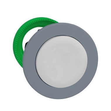 SCHNEIDER ZB5FH1C0 Harmony panelbe süllyesztett műanyag nyomógomb fej, Ø30, kiemelkedő, fehér, nyomó-nyomó, szürke perem