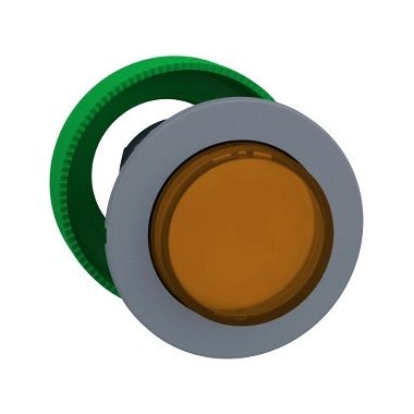 SCHNEIDER ZB5FH53C0 Harmony panelbe süllyesztett műanyag világító nyomógomb fej, Ø30, kiemelkedő, narancs, nyomó-nyomó, szürke perem