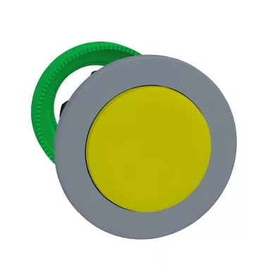 SCHNEIDER ZB5FH5C0 Harmony panelbe süllyesztett műanyag nyomógomb fej, Ø30, kiemelkedő, sárga, nyomó-nyomó, szürke perem