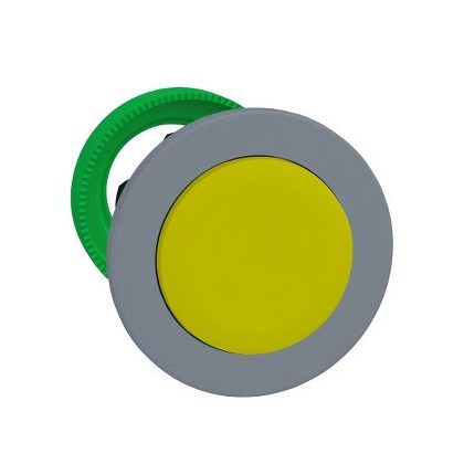   SCHNEIDER ZB5FH5C0 Harmony panelbe süllyesztett műanyag nyomógomb fej, Ø30, kiemelkedő, sárga, nyomó-nyomó, szürke perem