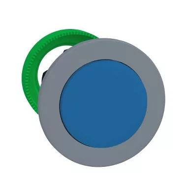 SCHNEIDER ZB5FH6C0 Harmony panelbe süllyesztett műanyag nyomógomb fej, Ø30, kiemelkedő, kék, nyomó-nyomó, szürke perem