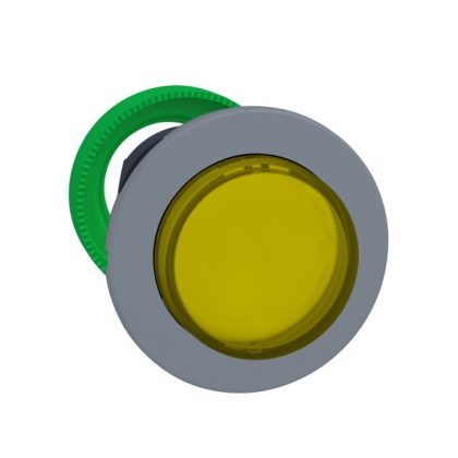 SCHNEIDER ZB5FH83C0 Harmony panelbe süllyesztett műanyag világító nyomógomb fej, Ø30, kiemelkedő, sárga, nyomó-nyomó, szürke perem