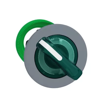 SCHNEIDER ZB5FK1233C0 Harmony panelbe süllyesztett műanyag világító választókapcsoló fej, Ø30, 2 állású, zöld, szürke perem
